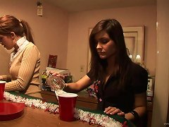 Alluring Brunette Lesbian With Natural Tits Getting Drunk In Homemade Porn